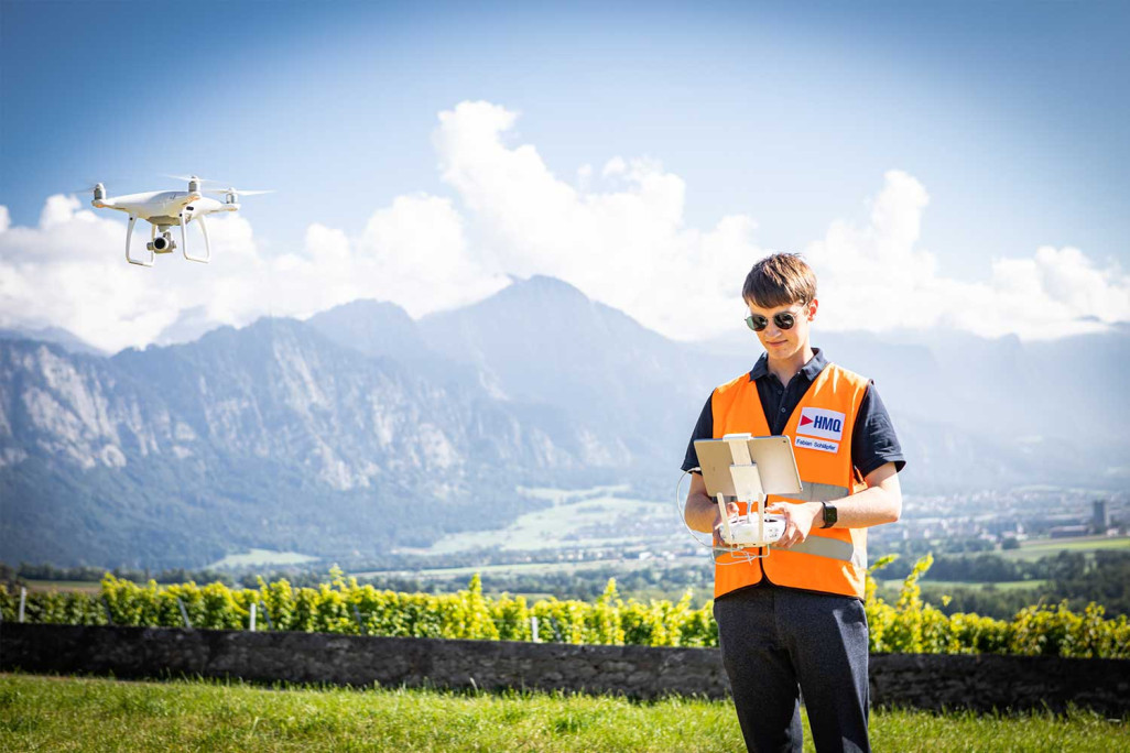Apprenti géomaticien CFC, mesure par drone, HMQ AG