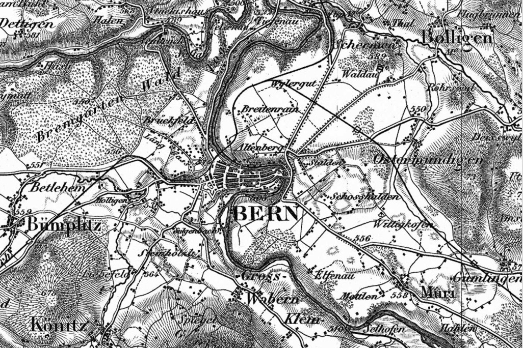 Berne, carte nationale, année 1860