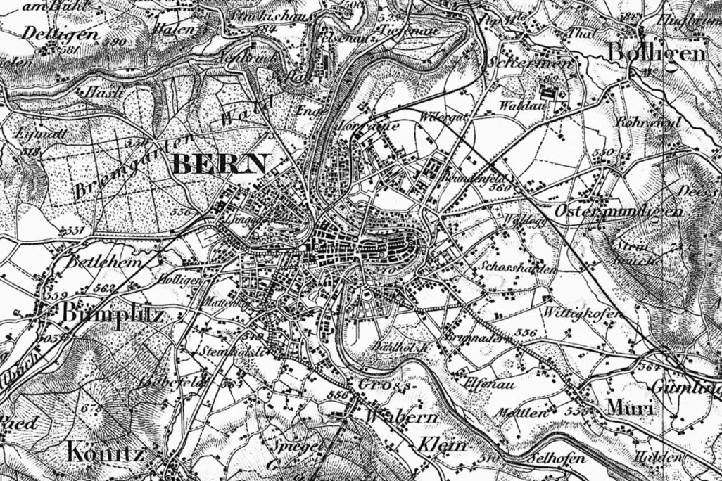 Berne, carte nationale, année 1900