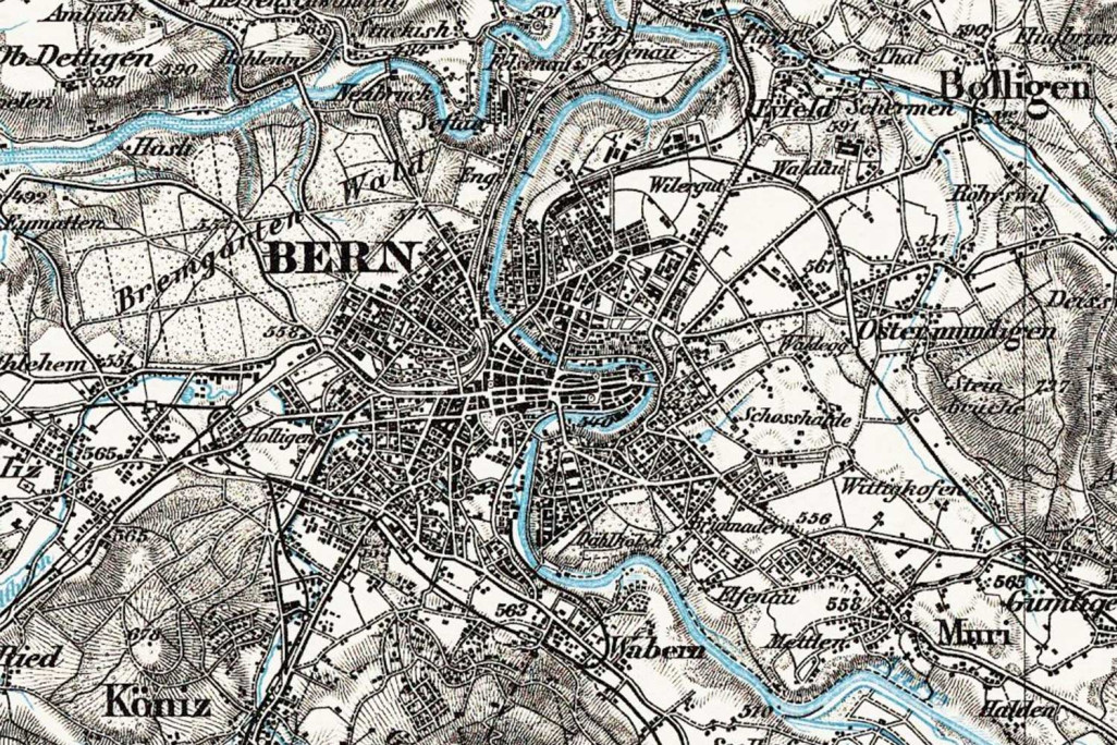 Berne, carte nationale, année 1950