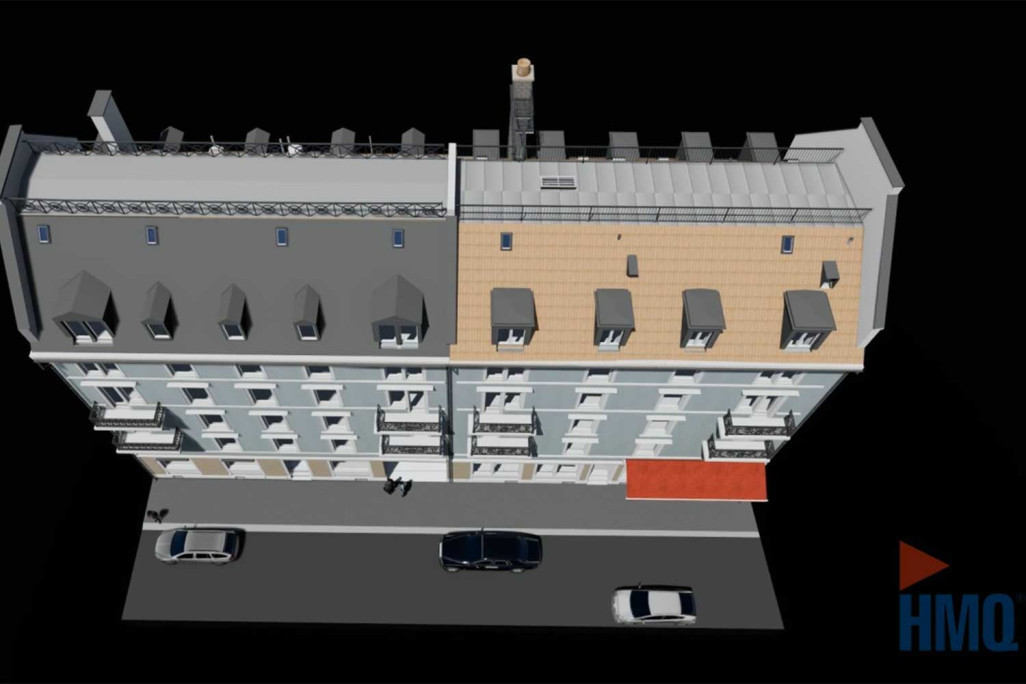 Zurich, modèle 3D d'un immeuble collectif, HMQ AG