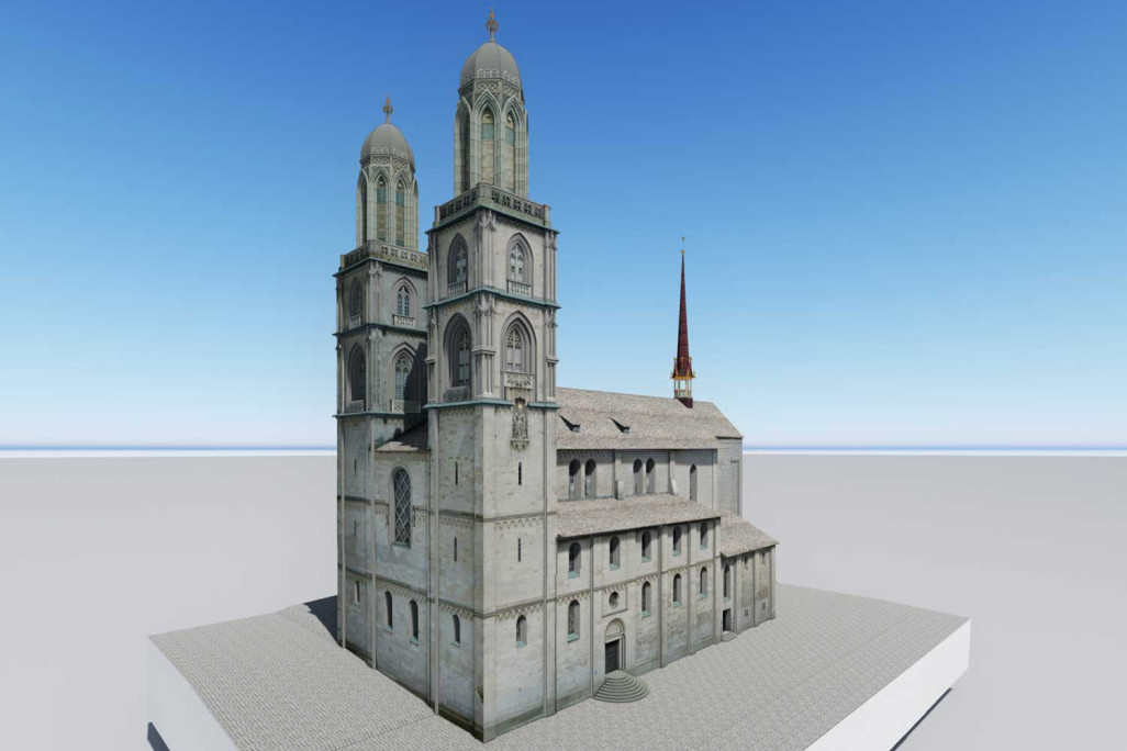 Mesure 3D du Grossmünster à Zurich, HMQ AG