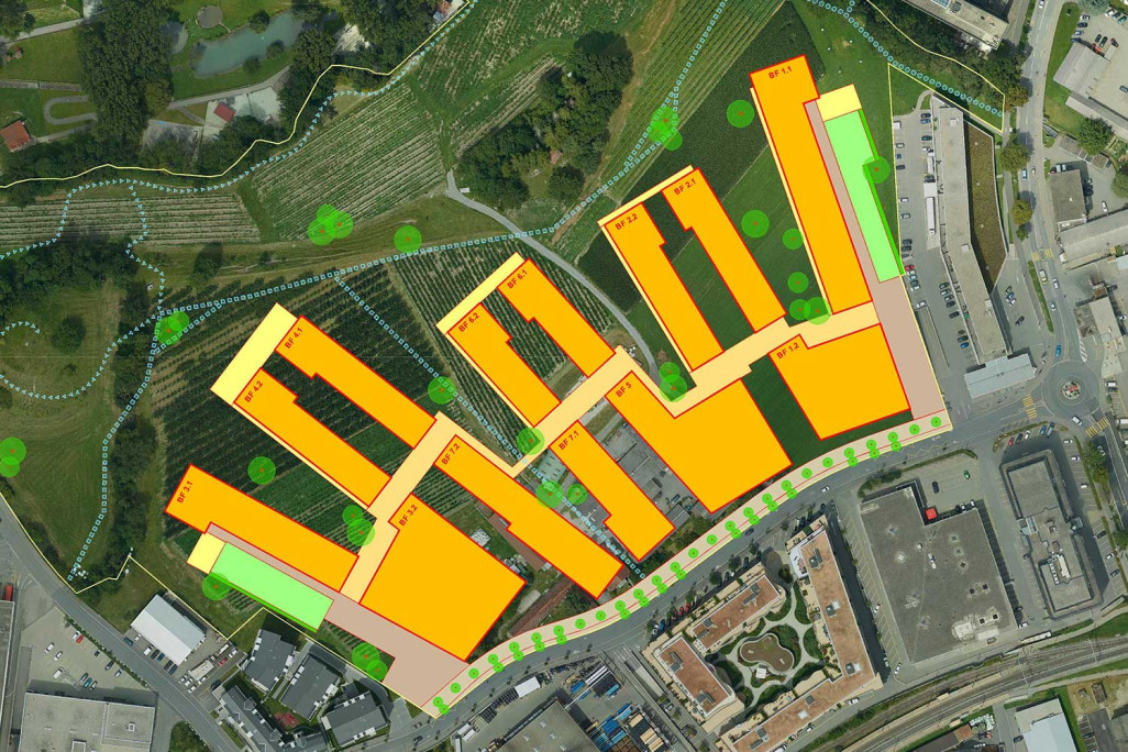 Plan de quartier, Kleinbruggen AG, Fünf Finger