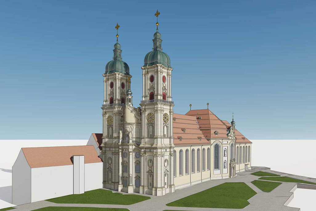 Saint-Gall SG, quartier de la cathédrale, modèle 3D, HMQ AG