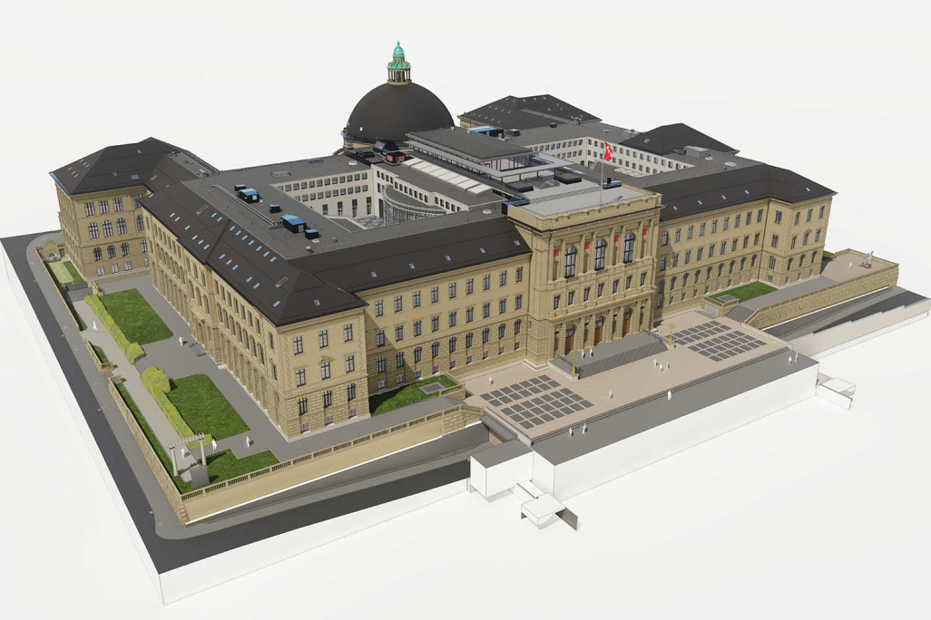 Bâtiment principal de l'ETH Zurich, relevé du bâtiment, modèle 3D, HMQ AG