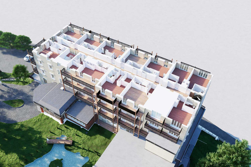 Grindelwald, Hôtel Belvedere, plan en 3D issu d'un relevé du bâtiment, HMQ AG