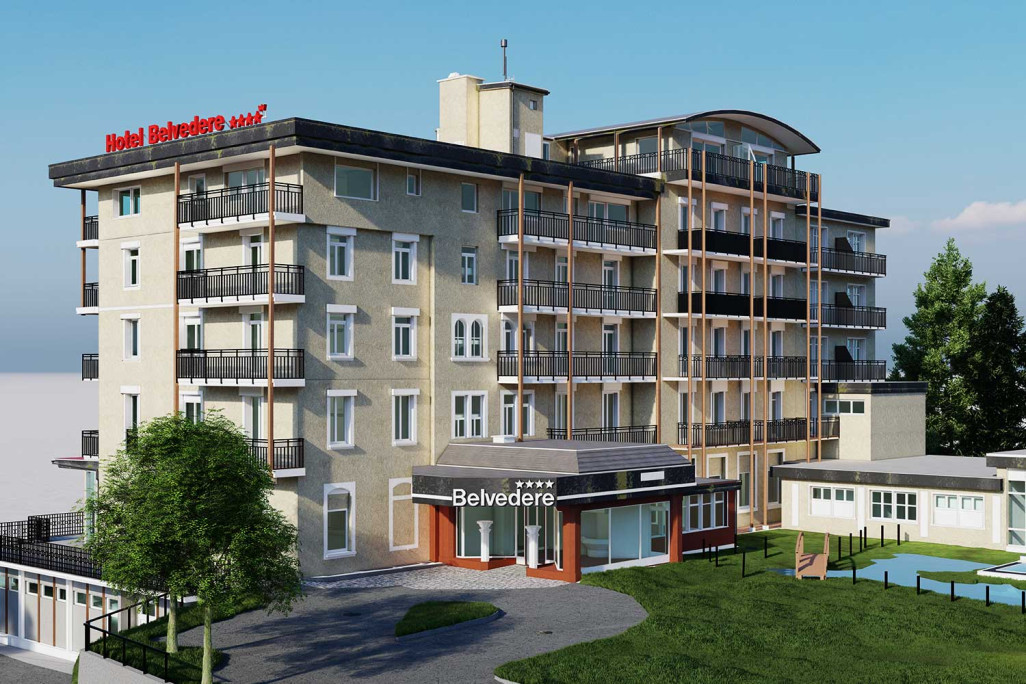 Grindelwald, Hôtel Belvedere, relevé du bâtiment par balayage laser 3D, HMQ AG