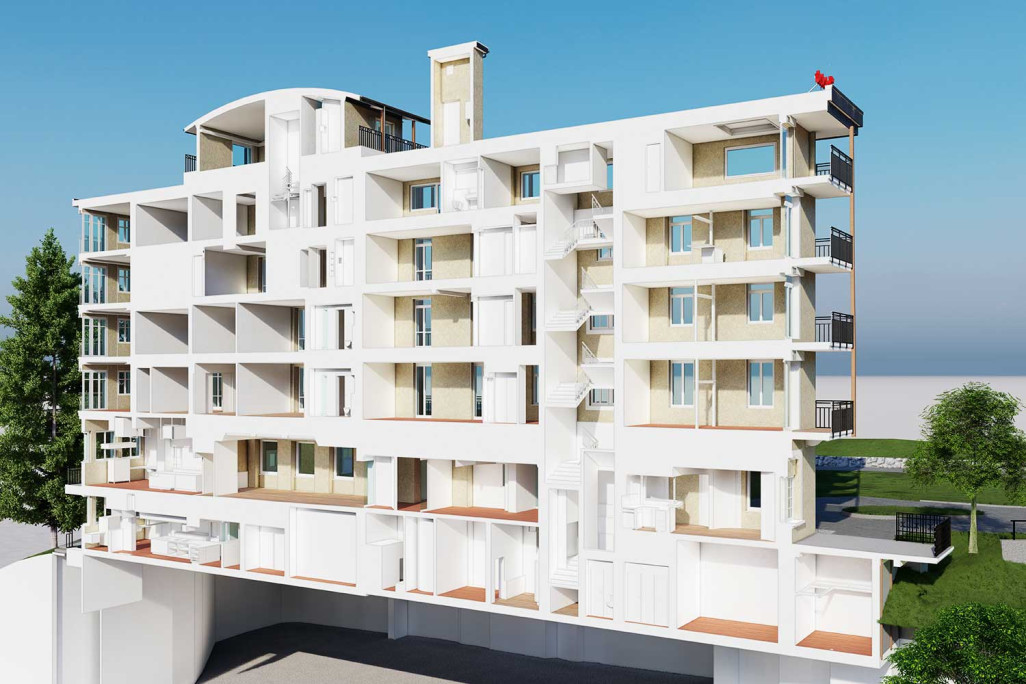 Grindelwald, Hôtel Belvedere, modélisation 3D issue d'un relevé topographique du bâtiment, HMQ AG