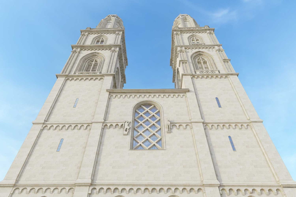 Zurich (ZH), Grossmünster, modèle 3D, HMQ AG