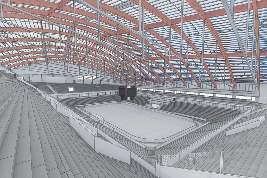 Berne, PostFinance Arena, modèle 3D, HMQ AG