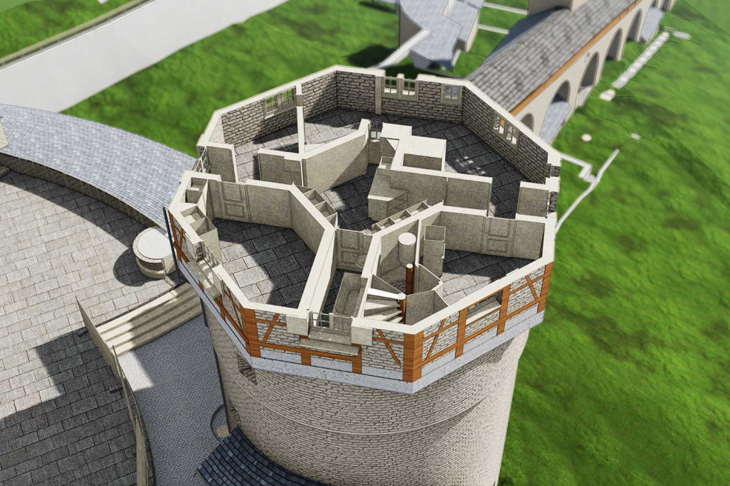 Munot de Schaffhouse, plan et modèle 3D issus d'un relevé architectural, HMQ AG