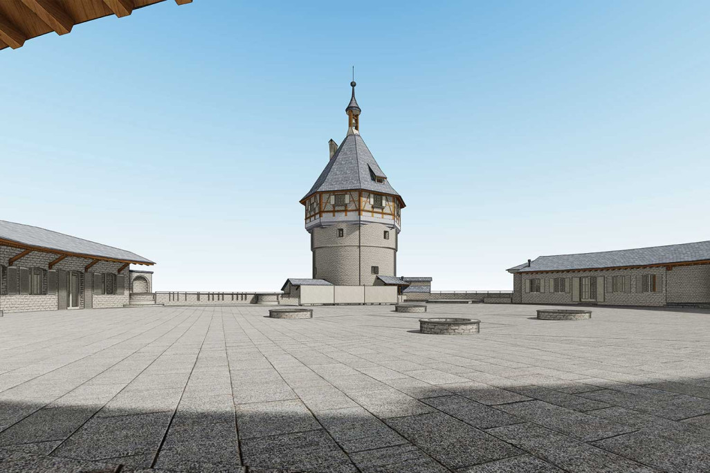 Munot de Schaffhouse, modèle 3D de la cour intérieure réalisé à partir de relevés du bâtiment, HMQ AG