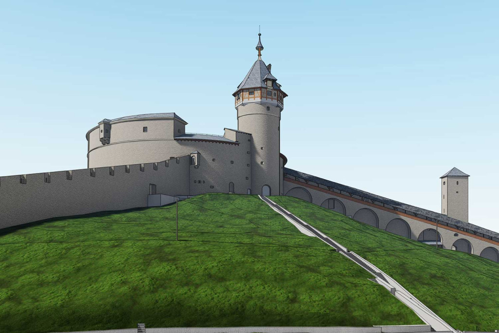 Munot de Schaffhouse, modèle 3D réalisé à partir d'un relevé du bâtiment, HMQ AG
