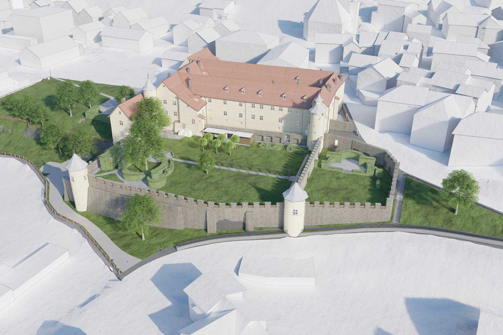 Château de Haldenstein, Grisons, modèle 3D du complexe du château, HMQ AG