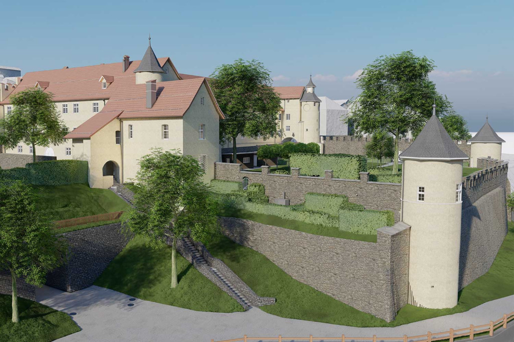 Château de Haldenstein, Grisons, modèle 3D issu d'un relevé topographique du bâtiment, HMQ AG
