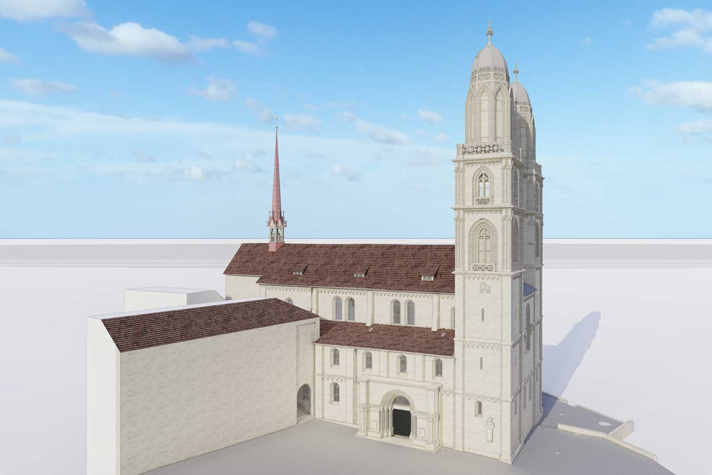 Grossmünster de Zurich, modèle 3D, HMQ AG