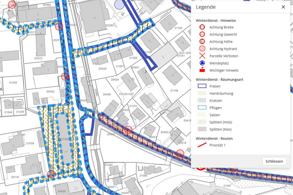 WebGIS, service hivernal sur le géoportail, HMQ AG