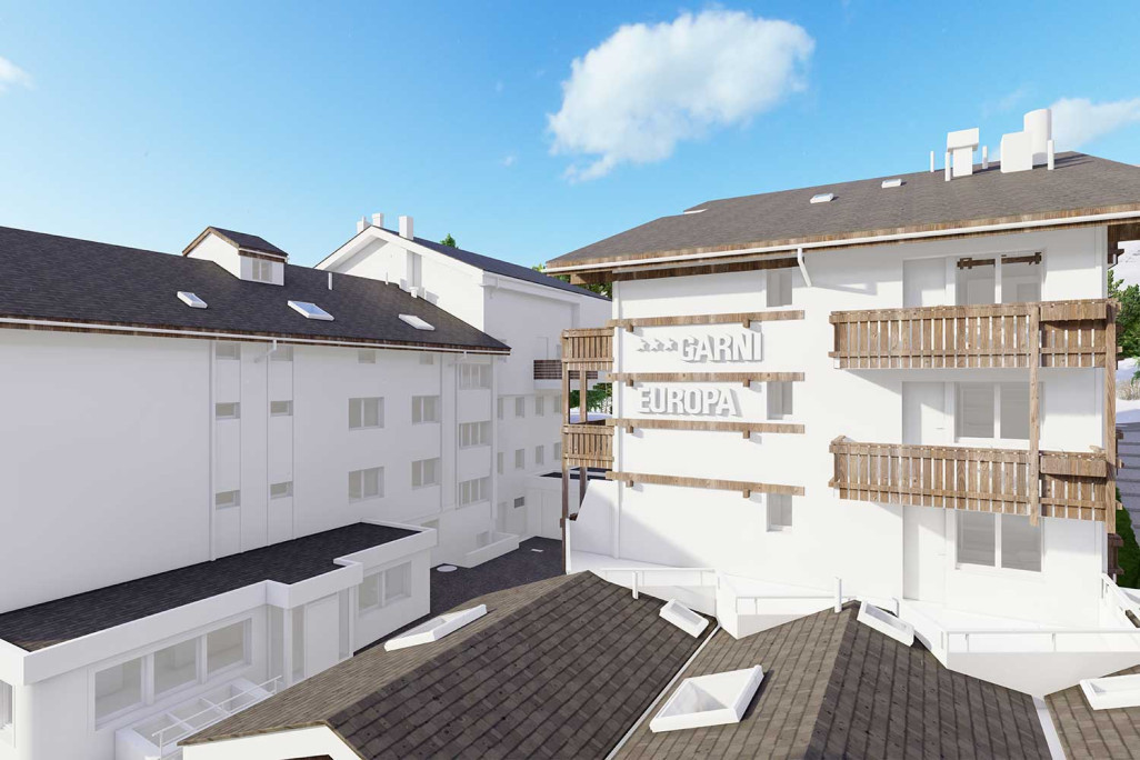 Saas Fee (VS), Hôtel Europa, modèle BIM en 3D, HMQ AG