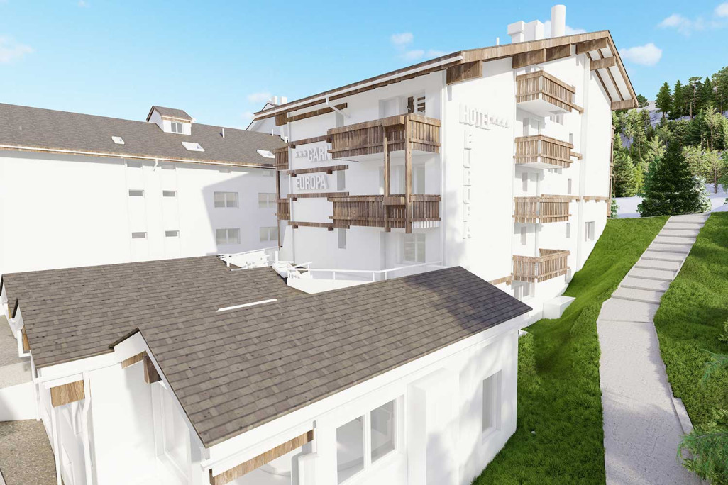Saas Fee (VS), Hôtel Europa, relevé 3D du bâtiment, HMQ AG