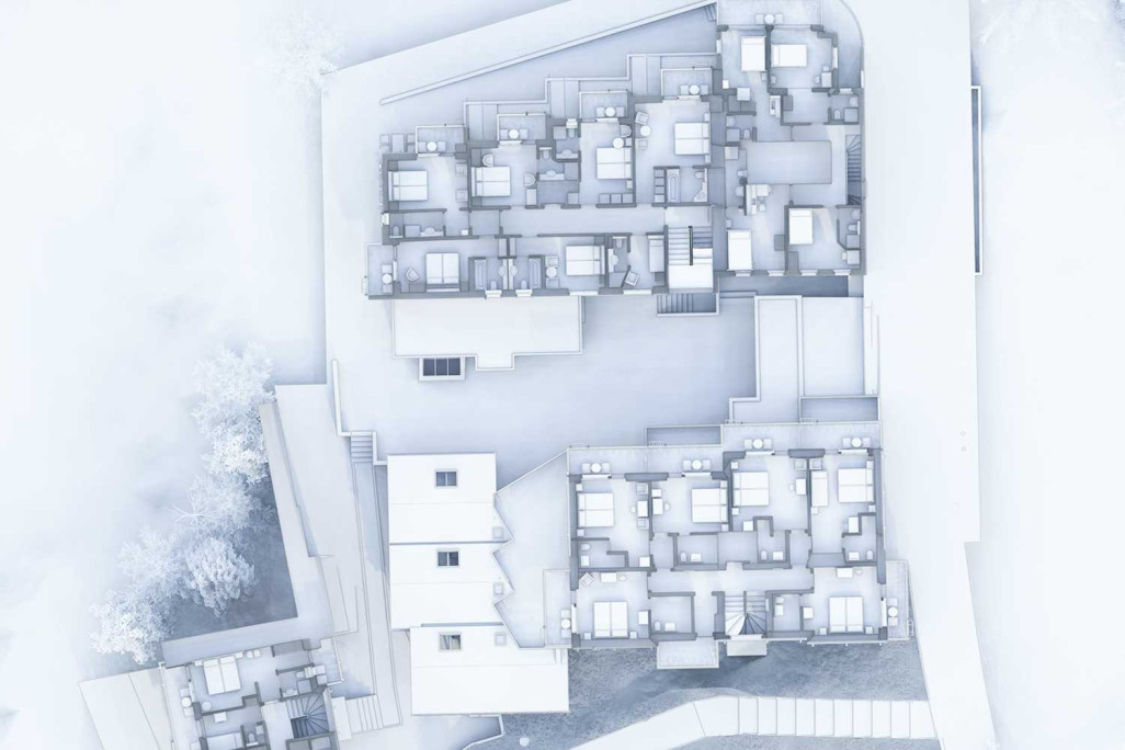 Saas Fee (VS), Hôtel Europa, plan en 3D réalisé à partir d'un relevé du bâtiment, HMQ AG