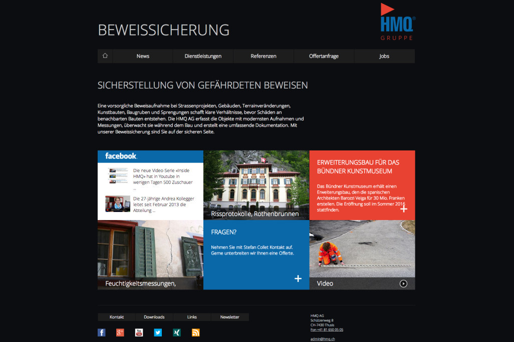 Conservation des preuves, capture d'écran du site web